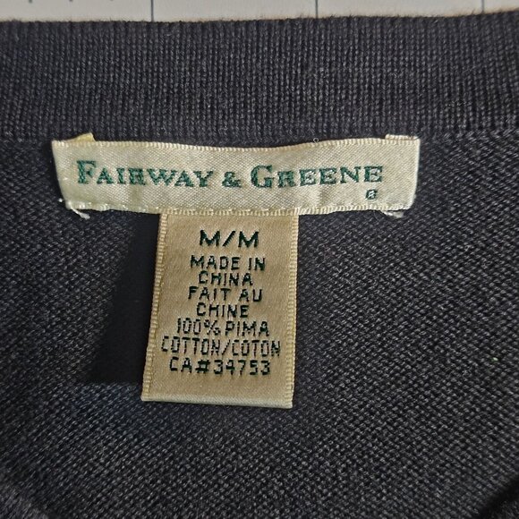 Fairway & Greene Women’s Argyle M Pima Cotton Cardigan Black Minimalist Retro - Picture 5 of 11